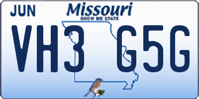 MO license plate VH3G5G