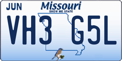 MO license plate VH3G5L