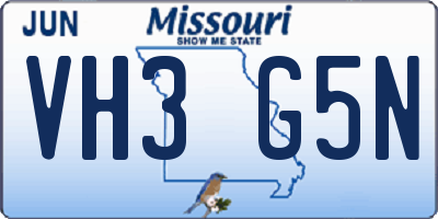 MO license plate VH3G5N