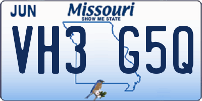 MO license plate VH3G5Q