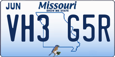 MO license plate VH3G5R