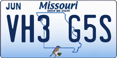 MO license plate VH3G5S