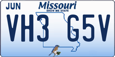 MO license plate VH3G5V