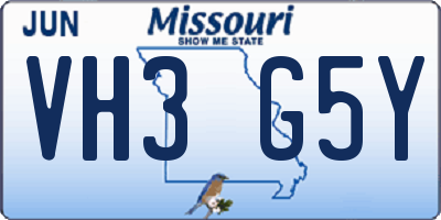 MO license plate VH3G5Y