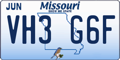MO license plate VH3G6F