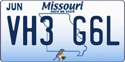 MO license plate VH3G6L