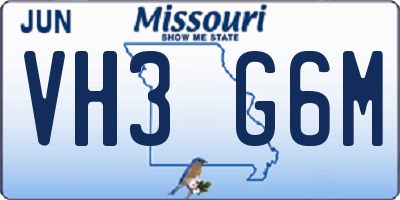 MO license plate VH3G6M