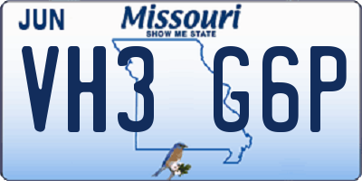 MO license plate VH3G6P
