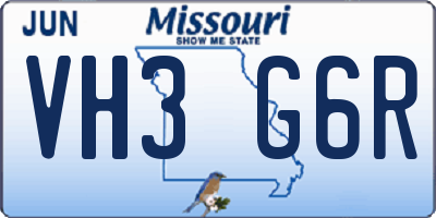 MO license plate VH3G6R