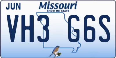 MO license plate VH3G6S