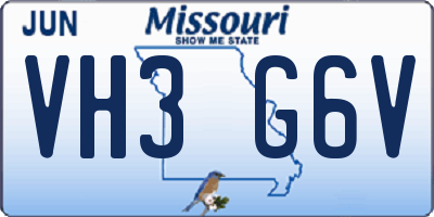 MO license plate VH3G6V