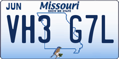 MO license plate VH3G7L