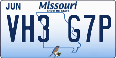 MO license plate VH3G7P