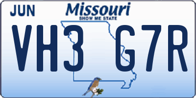 MO license plate VH3G7R