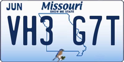 MO license plate VH3G7T