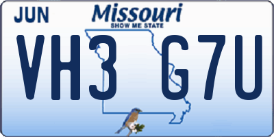 MO license plate VH3G7U