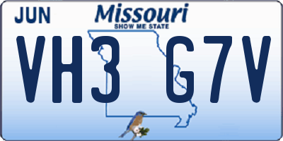 MO license plate VH3G7V