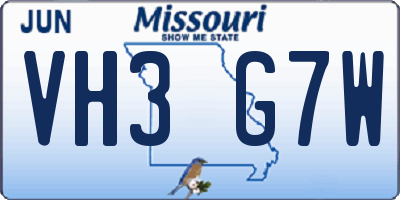 MO license plate VH3G7W