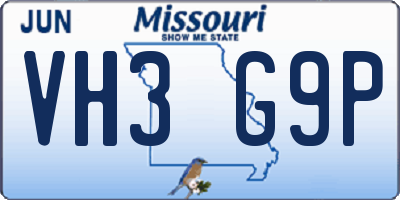 MO license plate VH3G9P