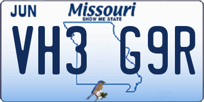 MO license plate VH3G9R