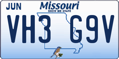 MO license plate VH3G9V
