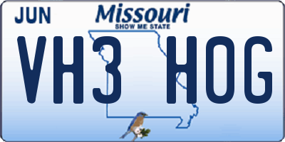 MO license plate VH3H0G