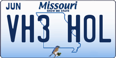MO license plate VH3H0L