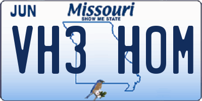 MO license plate VH3H0M