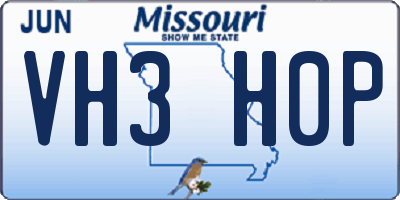 MO license plate VH3H0P