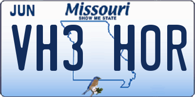 MO license plate VH3H0R