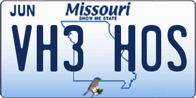 MO license plate VH3H0S