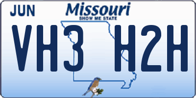 MO license plate VH3H2H