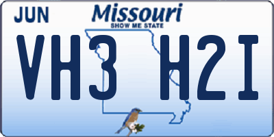 MO license plate VH3H2I