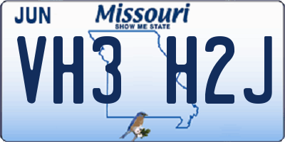 MO license plate VH3H2J