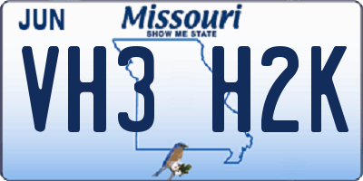 MO license plate VH3H2K