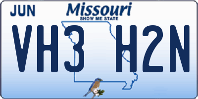 MO license plate VH3H2N