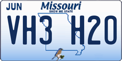 MO license plate VH3H2O