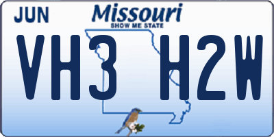 MO license plate VH3H2W