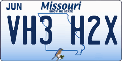 MO license plate VH3H2X