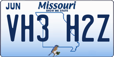 MO license plate VH3H2Z
