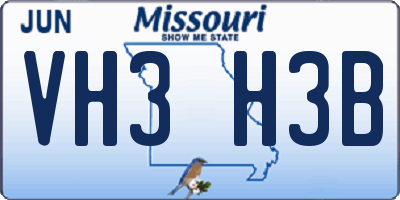 MO license plate VH3H3B