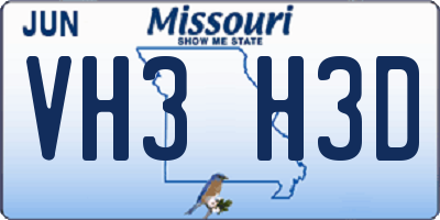 MO license plate VH3H3D