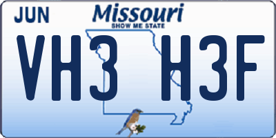 MO license plate VH3H3F