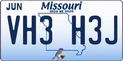 MO license plate VH3H3J