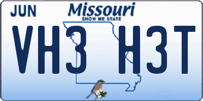 MO license plate VH3H3T