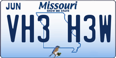 MO license plate VH3H3W