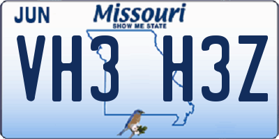 MO license plate VH3H3Z