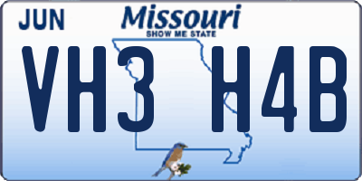 MO license plate VH3H4B