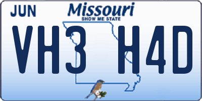 MO license plate VH3H4D