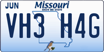 MO license plate VH3H4G